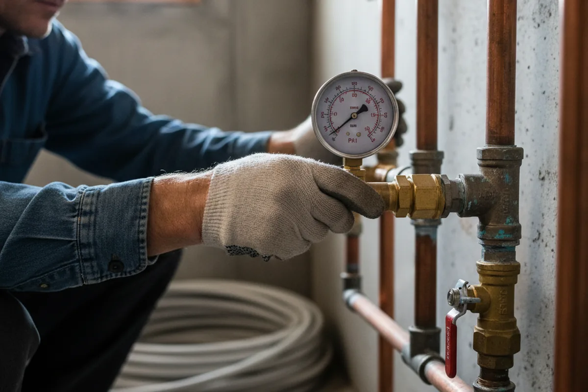 Pressure testing a repaired line during Water Line Repair in Livingston
